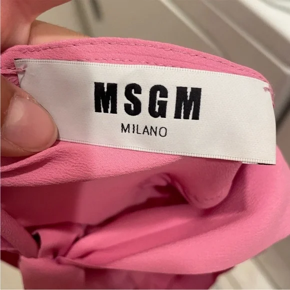 MSGM Milano Pink Ruffle Shoulder Silk Blend Blouse Size 40 (US 6) - Picture 7 of 9